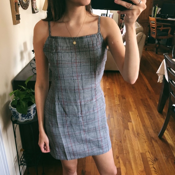 New Plaid/Gingham Cami Bodycon Mini Dress - Picture 3 of 6